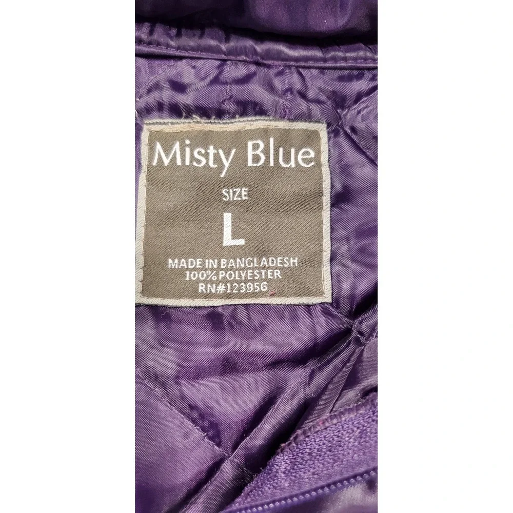 Misty Blue Kids Purple Puffer Jacket Hooded‎ Quilted Full Zip Coat Size Large